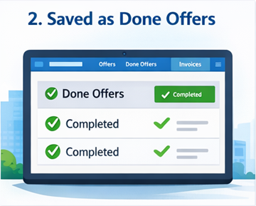 Dashboard utente che mostra i trasporti completati archiviati come Offerte Completate su ExusTrans